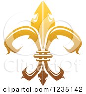 Clipart Of A Gradient Golden Lily Fleur De Lis 6 Royalty Free Vector Illustration