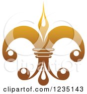 Clipart Of A Gradient Golden Lily Fleur De Lis 13 Royalty Free Vector Illustration