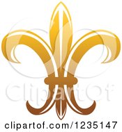 Clipart Of A Gradient Golden Lily Fleur De Lis 8 Royalty Free Vector Illustration