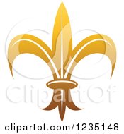 Clipart Of A Gradient Golden Lily Fleur De Lis 7 Royalty Free Vector Illustration