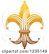 Clipart Of A Gradient Golden Lily Fleur De Lis 10 Royalty Free Vector Illustration