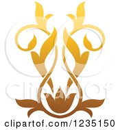 Clipart Of A Gradient Golden Lily Fleur De Lis 3 Royalty Free Vector Illustration