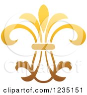 Clipart Of A Gradient Golden Lily Fleur De Lis 4 Royalty Free Vector Illustration