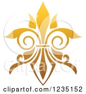 Clipart Of A Gradient Golden Lily Fleur De Lis 2 Royalty Free Vector Illustration