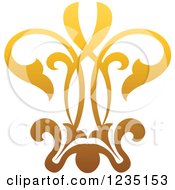 Clipart Of A Gradient Golden Lily Fleur De Lis Royalty Free Vector Illustration