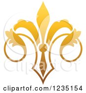 Clipart Of A Gradient Golden Lily Fleur De Lis 5 Royalty Free Vector Illustration