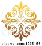 Poster, Art Print Of Gradient Golden Floral Design Element 3