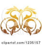 Poster, Art Print Of Gradient Golden Floral Design Element 2