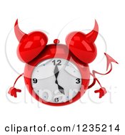Clipart Of A 3d Devil Alarm Clock Pouting Royalty Free Illustration by Julos