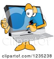 Clipart Of A PC Computer Mascot Blaming Issues On Something Else Royalty Free Vector Illustration