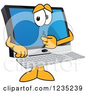 Clipart Of A Worried PC Computer Mascot Royalty Free Vector Illustration