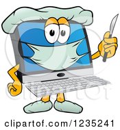 Doctor PC Computer Mascot Holding A Scalpel by Mascot Junction