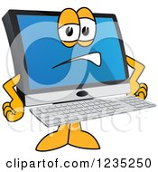 Clipart Of A Frustrated PC Computer Mascot Royalty Free Vector Illustration