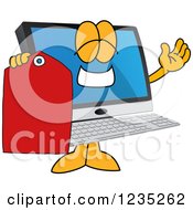 Pc Computer Mascot Holding A Price Tag