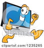 Clipart Of A Running PC Computer Mascot Royalty Free Vector Illustration by Toons4Biz