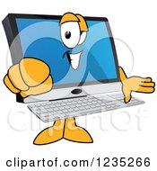 Clipart Of A Pointing PC Computer Mascot Royalty Free Vector Illustration by Toons4Biz