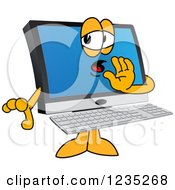 Clipart Of A Whispering PC Computer Mascot Royalty Free Vector Illustration by Toons4Biz