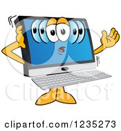 Clipart Of A Dizzy PC Computer Mascot Royalty Free Vector Illustration by Toons4Biz
