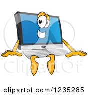 Clipart Of A Sitting PC Computer Mascot Royalty Free Vector Illustration by Toons4Biz