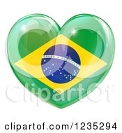 Poster, Art Print Of 3d Reflective Brazilian Flag Heart