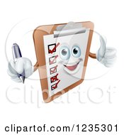 Poster, Art Print Of Happy Survey Clipboard Holding A Pen And Thumb Up