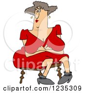 Clipart Of A Sitting Caucasian Woman With Large Breasts Royalty Free Vector Illustration