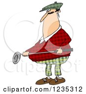 Clipart Of A White Male Golfer Dressed In Plaid Royalty Free Illustration