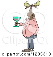 Poster, Art Print Of Casual Moose Holding A Glass Of Wine