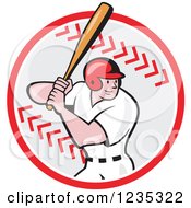 Clipart Of A Cartoon Baseball Batter Man Over A Ball Royalty Free Vector Illustration