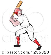 Clipart Of A Cartoon Baseball Batter Man Royalty Free Vector Illustration