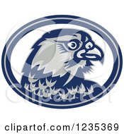 Retro Falcon Head In A Blue And White Oval