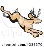 Poster, Art Print Of Cartoon Running Horned Rabbit Jackalope