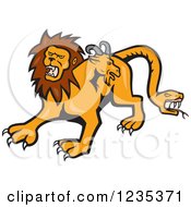 Clipart Of A Mythical Lion Goat Snake Chimera Beast Royalty Free Vector Illustration