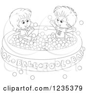 Poster, Art Print Of Black And White Children Playing In A Ball Pool