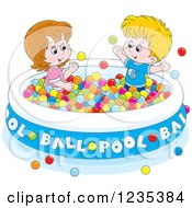 Poster, Art Print Of Caucasian Children Playing In A Ball Pool