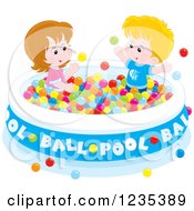 Clipart Of White Children Playing In A Ball Pool Royalty Free Vector Illustration