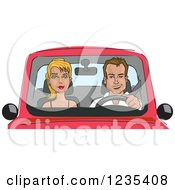 Poster, Art Print Of Caucasian Man Driving A Lady In A Car