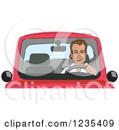 Poster, Art Print Of Caucasian Man Driving A Car