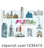 Poster, Art Print Of Buildings Of Mexico City With Text