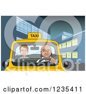 Poster, Art Print Of Cab Driver And Passenger In A City Taxi At Night