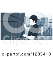 Poster, Art Print Of Woodcut Inventory Warehouse Worker