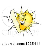 Clipart Of A Yellow Sun Character With Number 1 Royalty Free Vector Illustration by dero