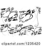 Clipart Of Black And White Floral Design Elements Royalty Free Vector Illustration by dero