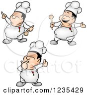 Clipart Of A Chef Man In Different Poses Royalty Free Vector Illustration