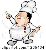 Clipart Of A Chef Man Pointing Royalty Free Vector Illustration