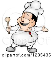 Clipart Of A Chef Man Presenting Royalty Free Vector Illustration