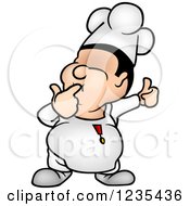 Clipart Of A Chef Man Tasting And Holding A Thumb Up Royalty Free Vector Illustration