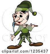 Clipart Of A Dwarf In Green Royalty Free Vector Illustration