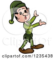 Clipart Of A Surprised Dwarf In Green Royalty Free Vector Illustration