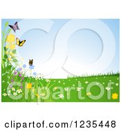 Poster, Art Print Of Butterfly And Flower Spring Landscape